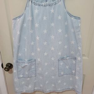 Old Navy Blue Denim Dress W/White Stars XL